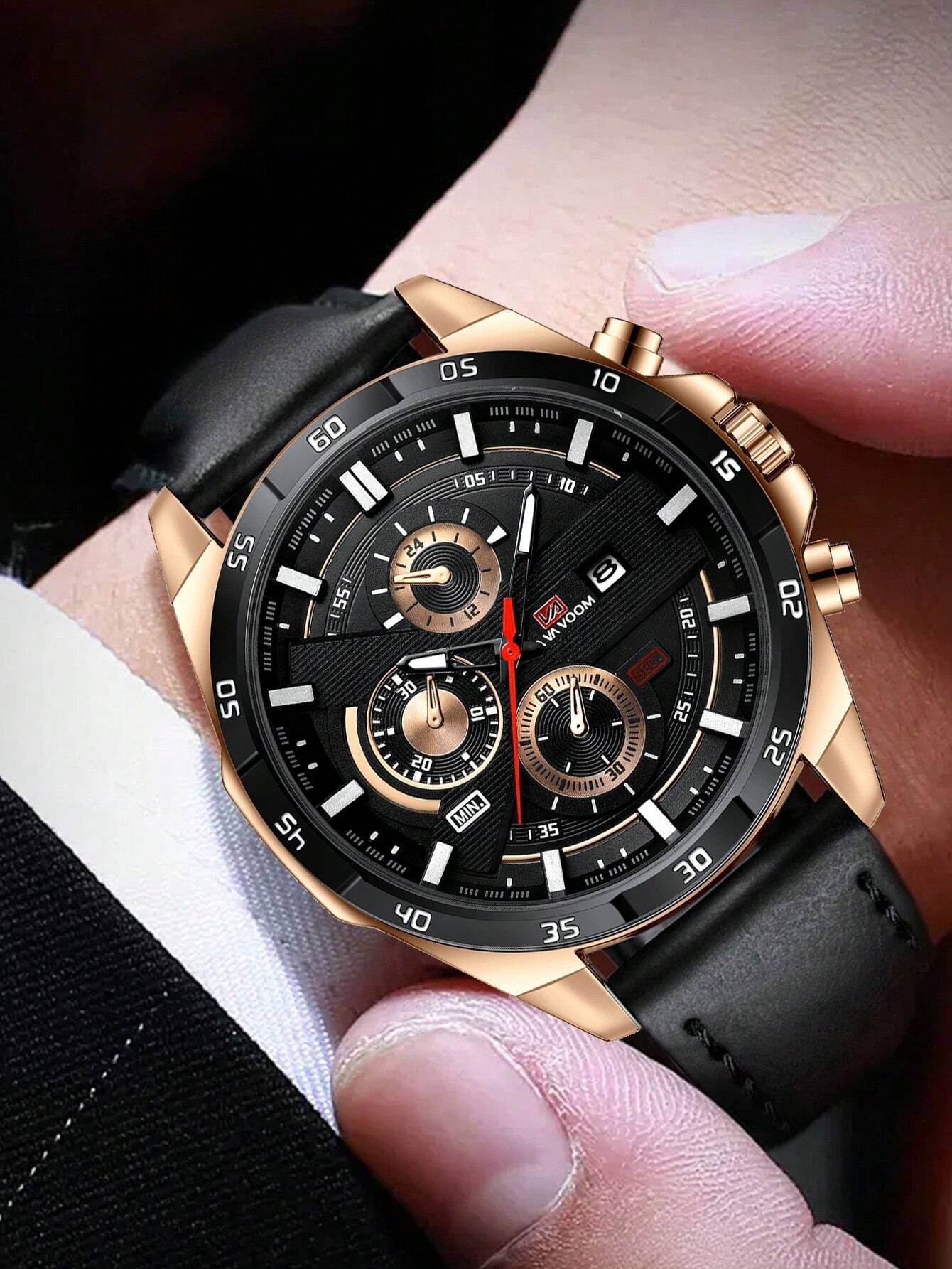 Va Va Voom Men's Sports Watch: Leather Band