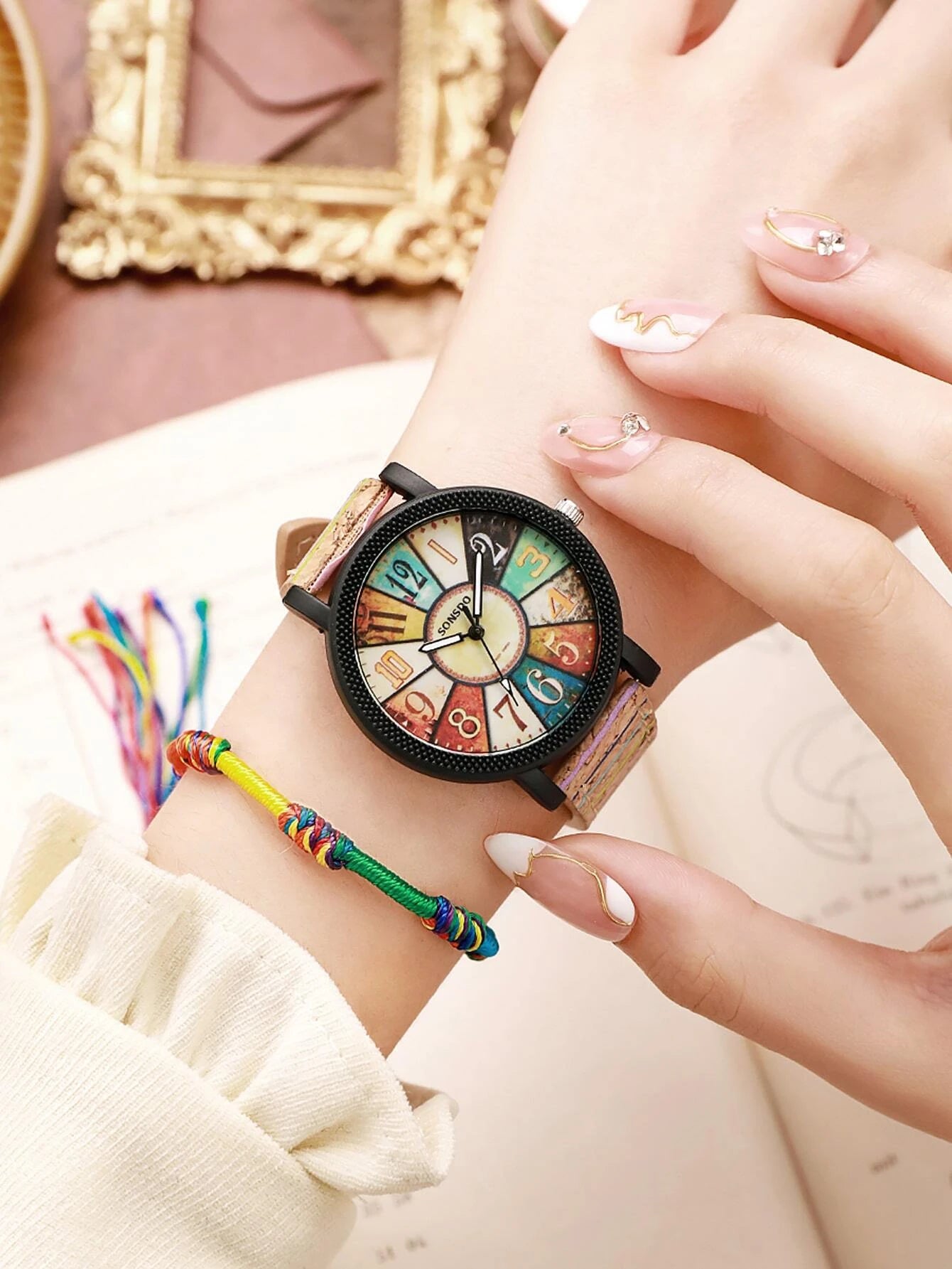 Trendy Women's Pointer Quartz Watch & Bracelet