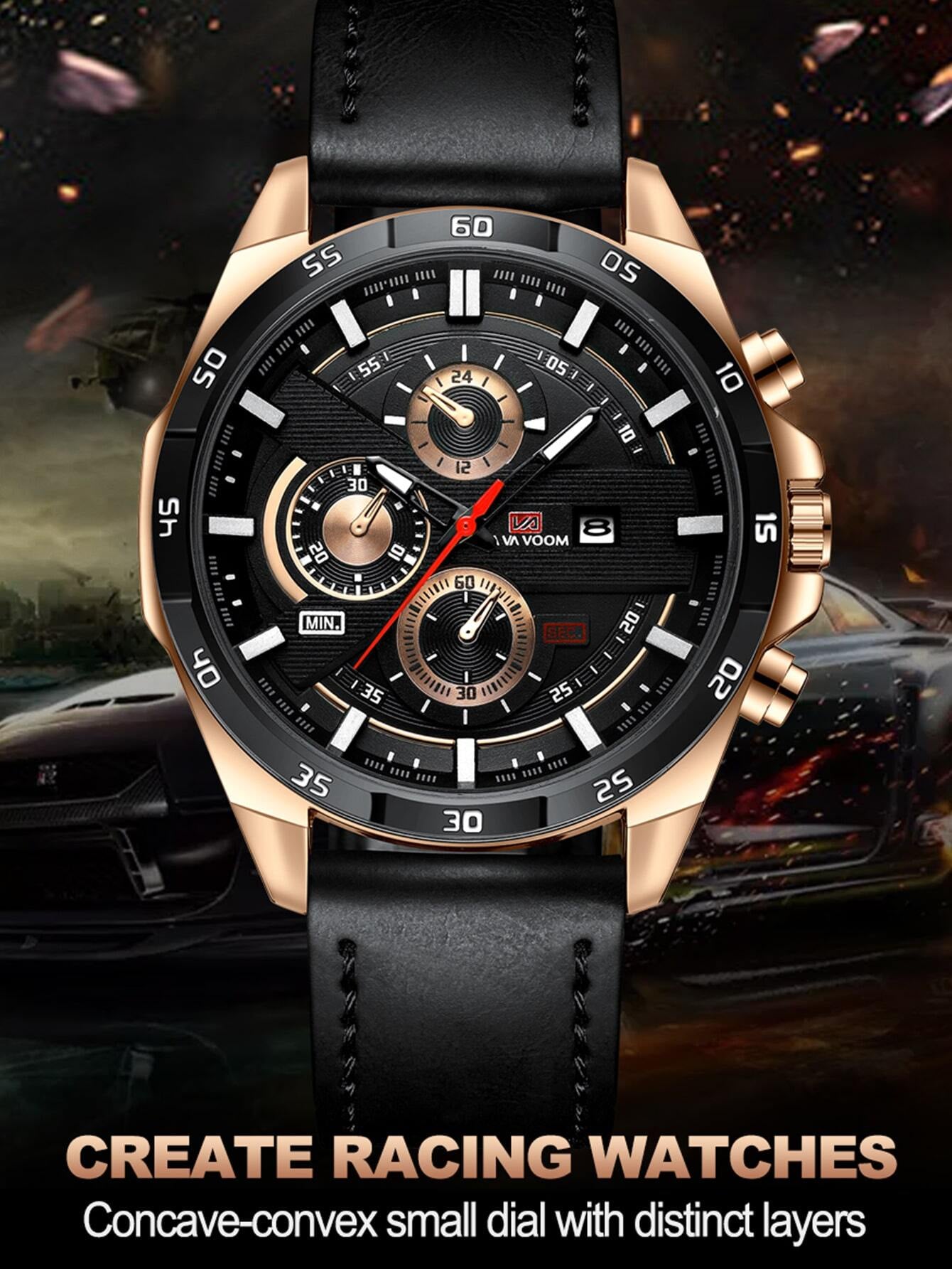 Va Va Voom Men's Sports Watch: Leather Band