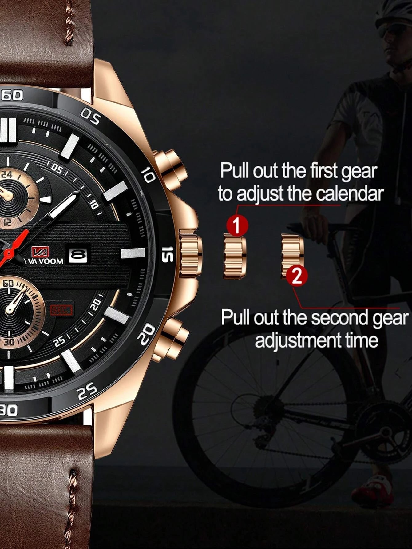 Va Va Voom Men's Sports Watch: Leather Band